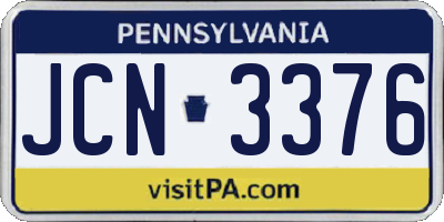 PA license plate JCN3376