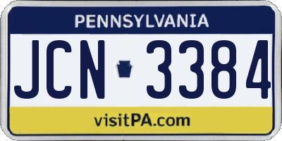 PA license plate JCN3384