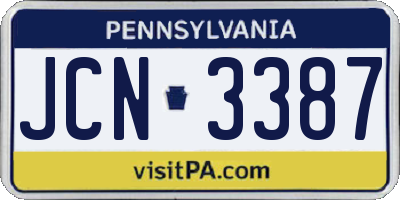 PA license plate JCN3387