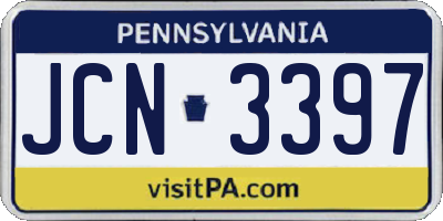 PA license plate JCN3397
