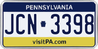 PA license plate JCN3398