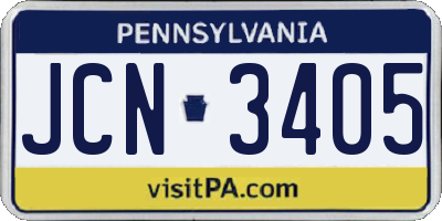 PA license plate JCN3405