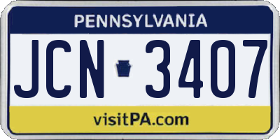 PA license plate JCN3407