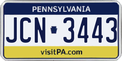 PA license plate JCN3443