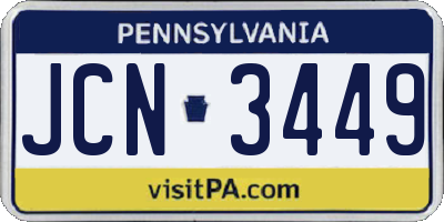 PA license plate JCN3449