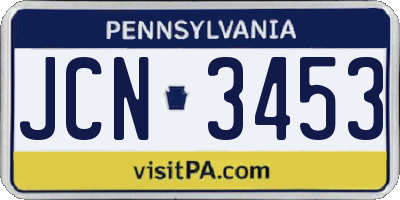 PA license plate JCN3453