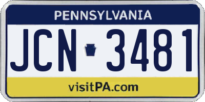 PA license plate JCN3481