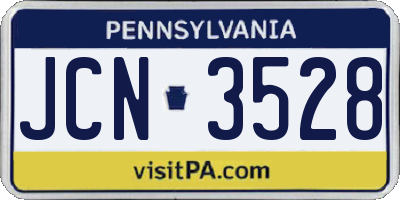 PA license plate JCN3528