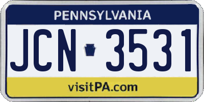 PA license plate JCN3531