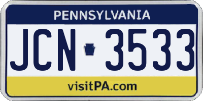 PA license plate JCN3533