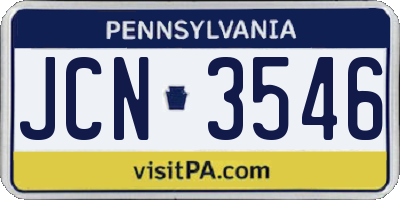 PA license plate JCN3546
