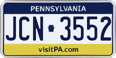 PA license plate JCN3552