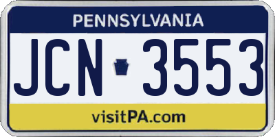 PA license plate JCN3553