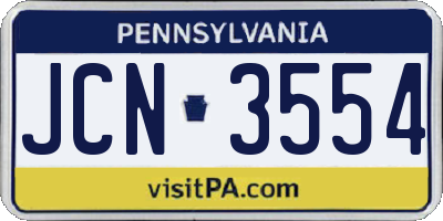 PA license plate JCN3554