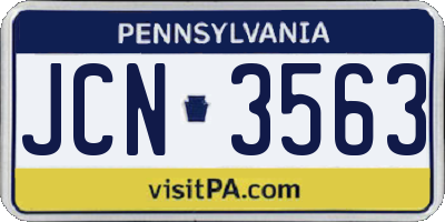 PA license plate JCN3563