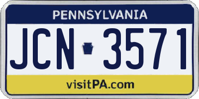 PA license plate JCN3571