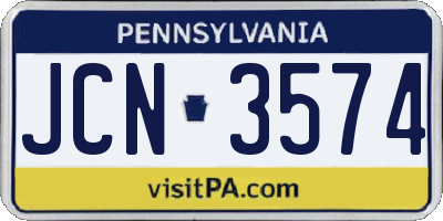 PA license plate JCN3574
