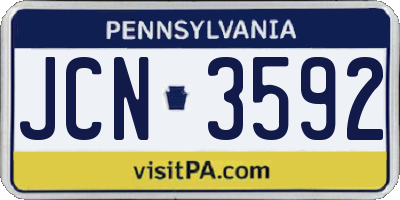PA license plate JCN3592