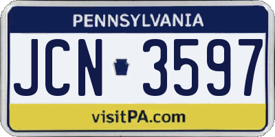 PA license plate JCN3597