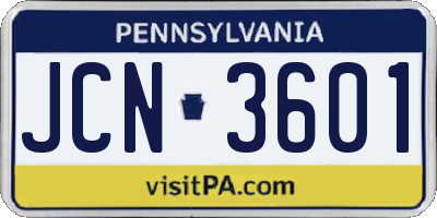 PA license plate JCN3601