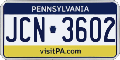 PA license plate JCN3602