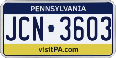 PA license plate JCN3603