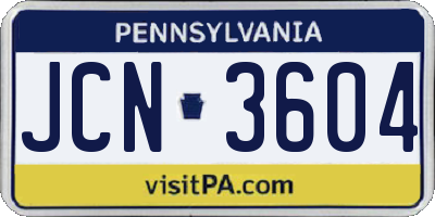 PA license plate JCN3604