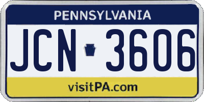 PA license plate JCN3606
