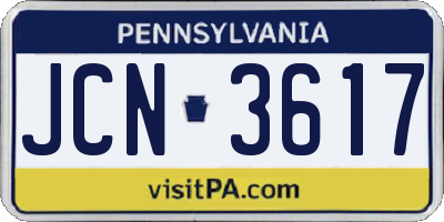 PA license plate JCN3617