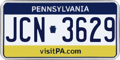 PA license plate JCN3629