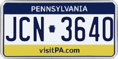 PA license plate JCN3640