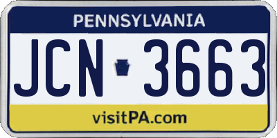 PA license plate JCN3663