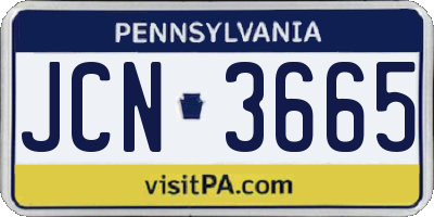 PA license plate JCN3665