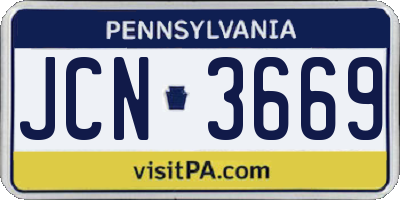 PA license plate JCN3669