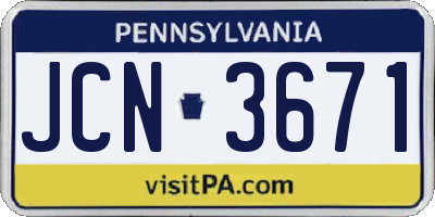 PA license plate JCN3671
