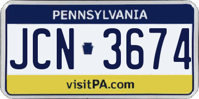 PA license plate JCN3674