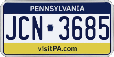 PA license plate JCN3685