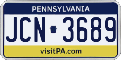 PA license plate JCN3689
