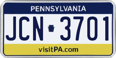 PA license plate JCN3701