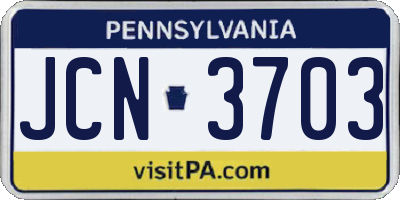 PA license plate JCN3703
