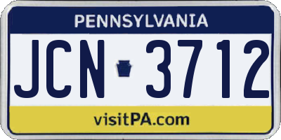 PA license plate JCN3712