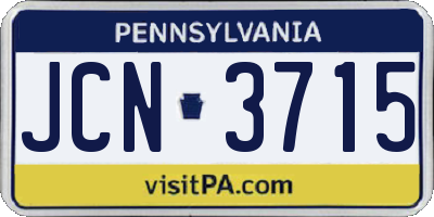 PA license plate JCN3715