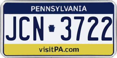 PA license plate JCN3722