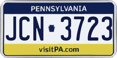 PA license plate JCN3723