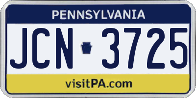 PA license plate JCN3725