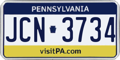 PA license plate JCN3734