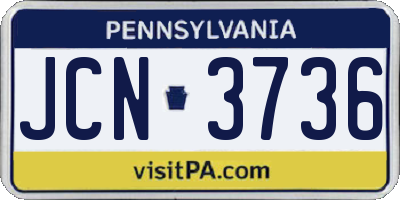 PA license plate JCN3736