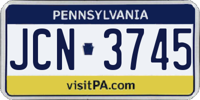 PA license plate JCN3745
