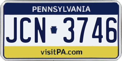 PA license plate JCN3746