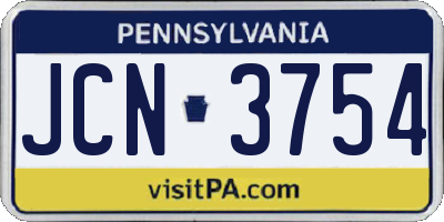PA license plate JCN3754